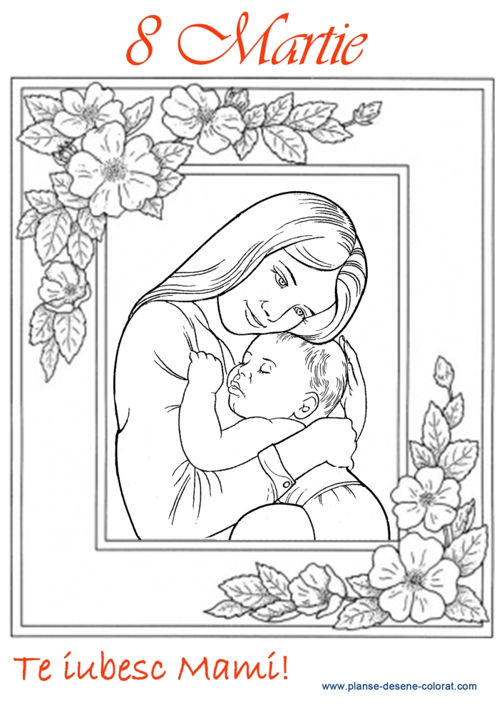 desene de colorat mama cu copilul